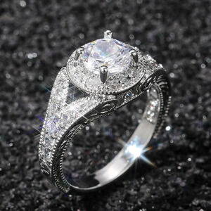 🌸Round Shiny CZ Noble Silver Wedding/Engagement Ring for Women, K808